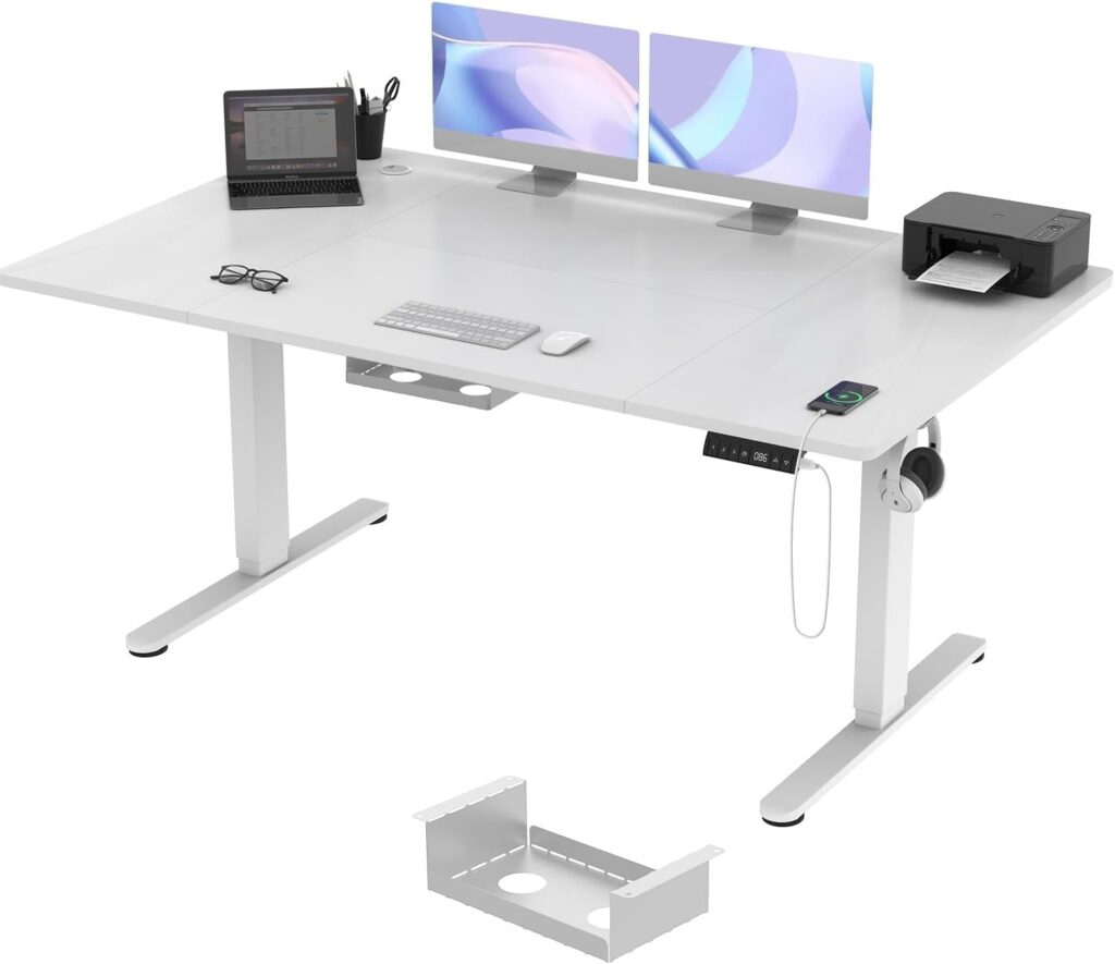 Escritorio elevable TRIUMPHKEY con Puerto de Carga USB color blanco