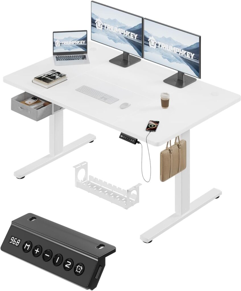 Escritorio elevable TRIUMPHKEY blanco con cajón