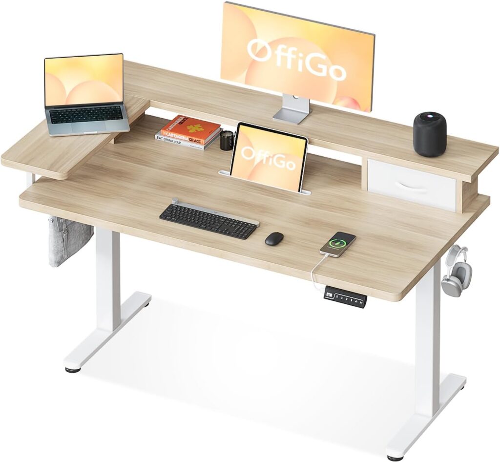 Escritorio elevable OffiGo color roble 120x60 cm