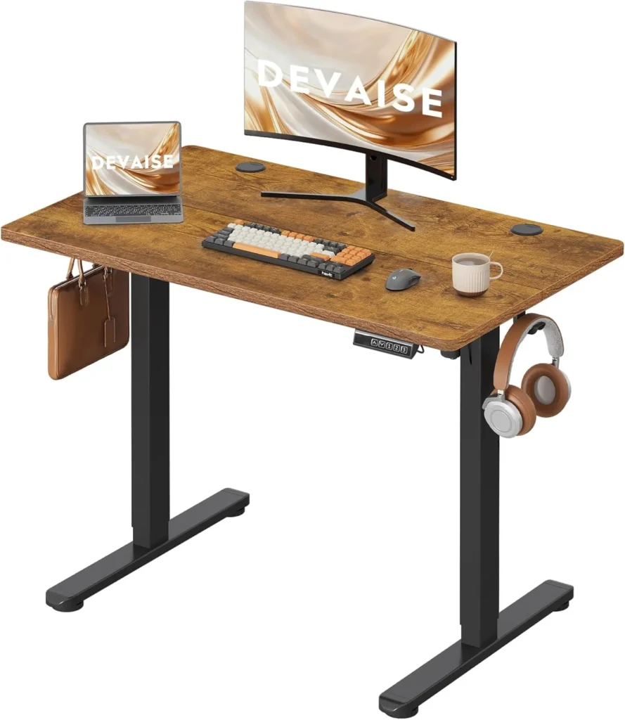 Escritorio elevable DEVAISE 100x60cm Nogal