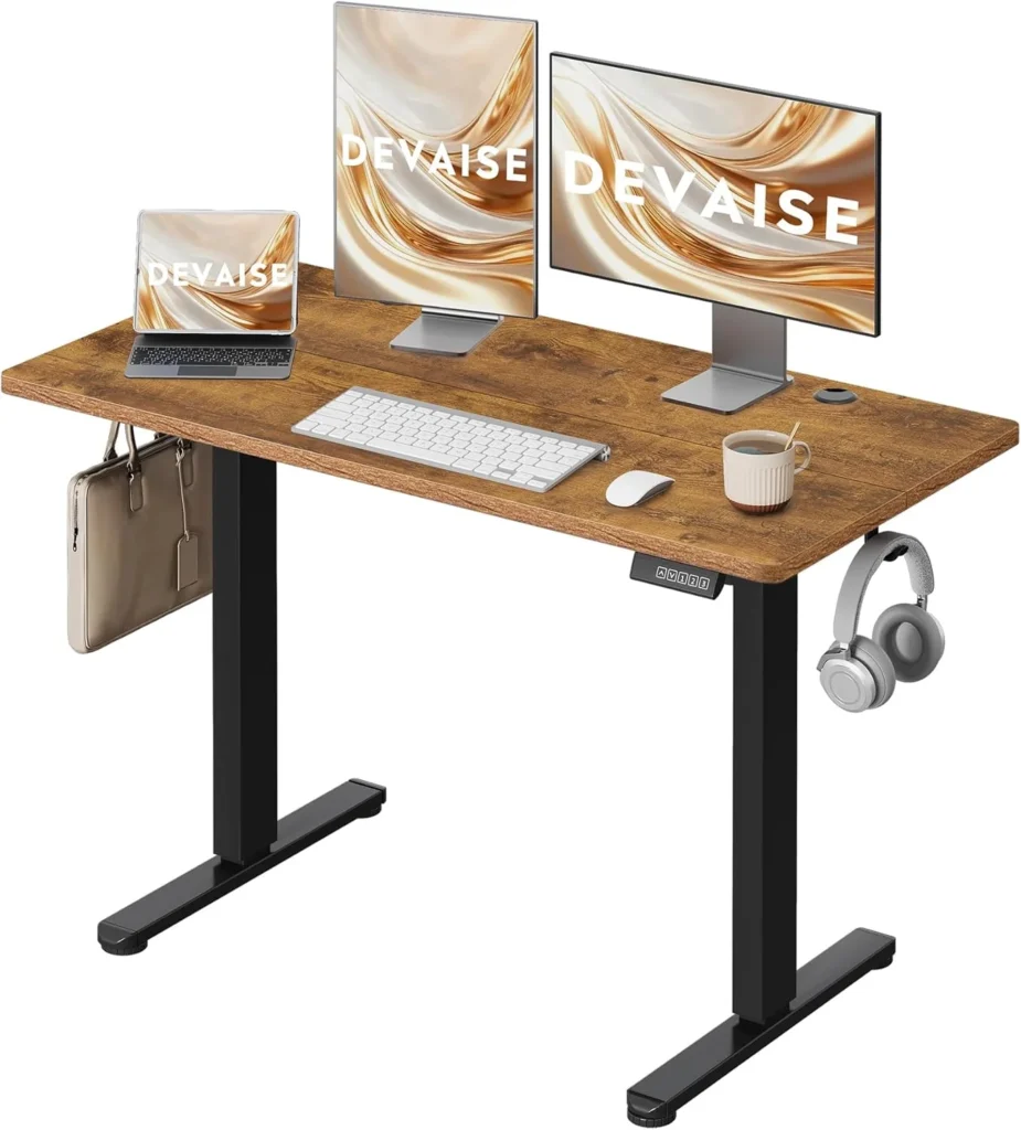 Escritorio elevable DEVAISE 120x60cm Nogal