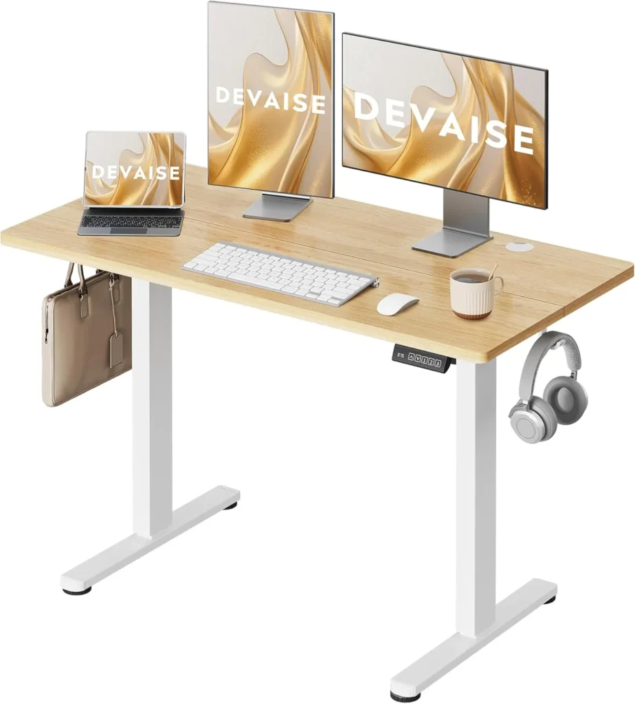 Escritorio elevable DEVAISE 120x60cm Roble