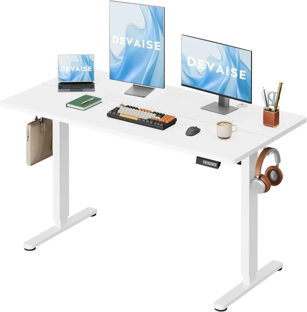 Escritorio elevable DEVAISE 140x70cm Blanco