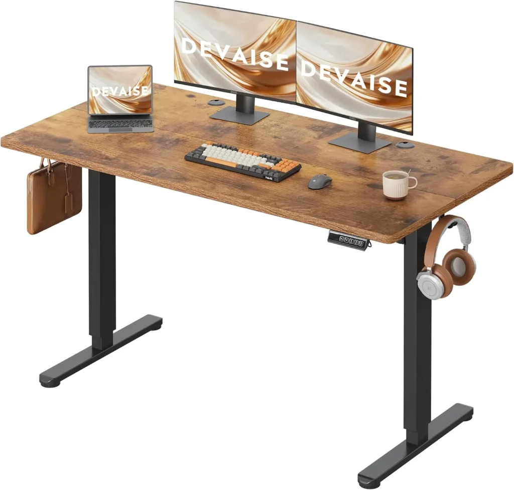 Escritorio elevable DEVAISE 140x70cm Nogal