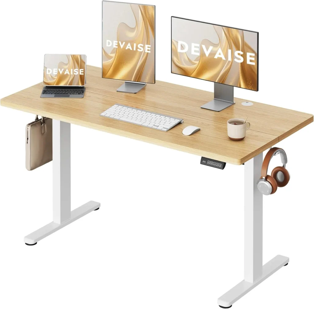 Escritorio elevable DEVAISE 140x70cm Roble