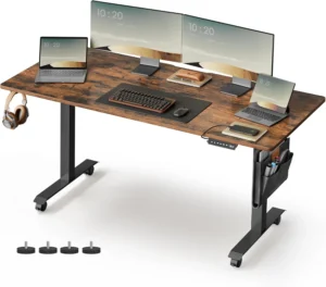 Escritorio elevable VASAGLE con Ruedas Marrón Rústico