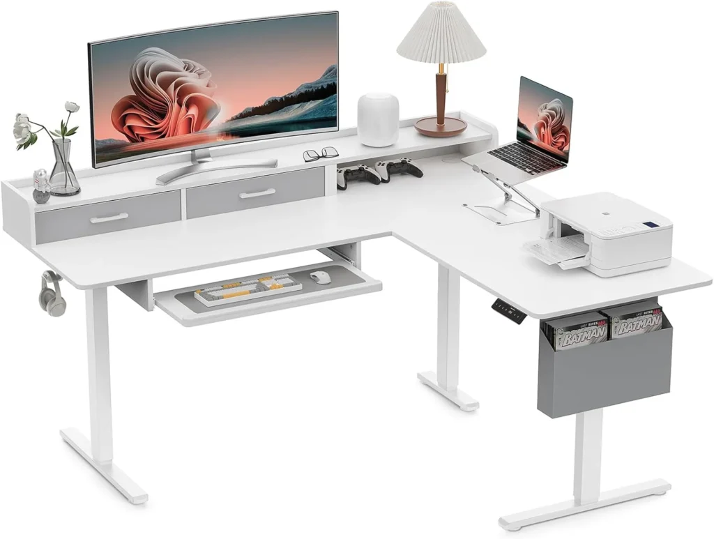WALKINGDESK escritorio elevable esquinero Blanco