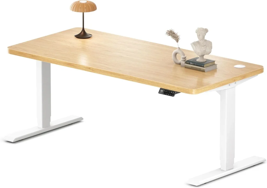 Escritorio elevable MAIDeSITE Roble-Blanco